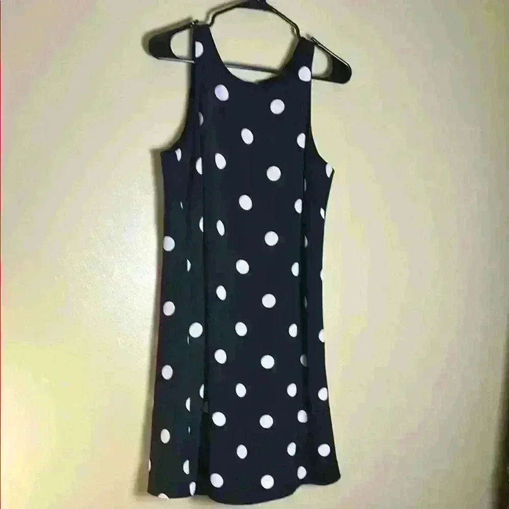 Ralph Lauren polkadots, sleeveless , sun, black & white romantic, feminine.dress